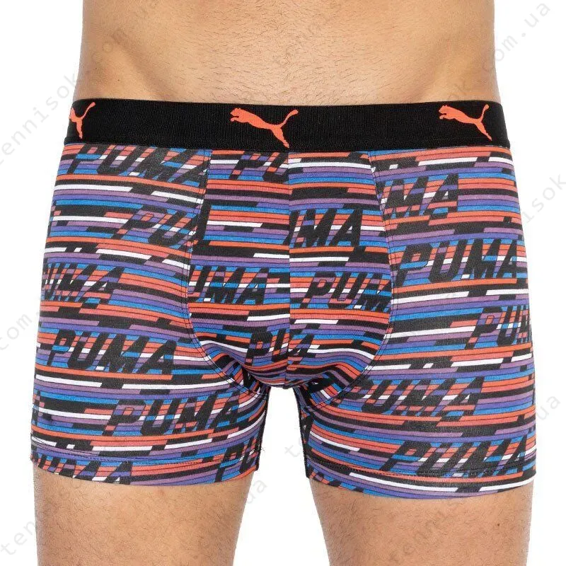 Трусы Puma Logo AOP Boxer 2-pack Black/Orange/Blue