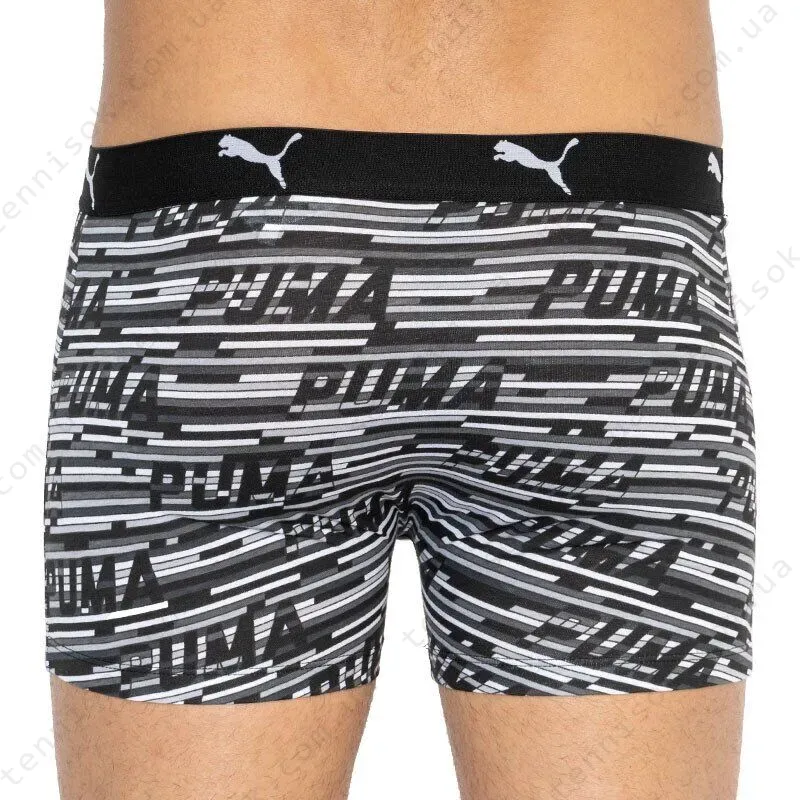 Трусы Puma Logo AOP Boxer 2-pack Gray/White/Black