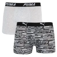 Трусы Puma Logo AOP Boxer 2-pack Gray/White/Black
