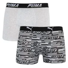 Трусы Puma Logo AOP Boxer 2-pack Gray/White/Black