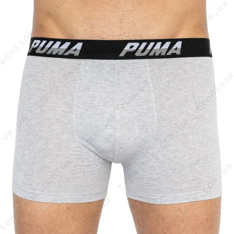 Трусы Puma Logo AOP Boxer 2-pack Gray/White/Black