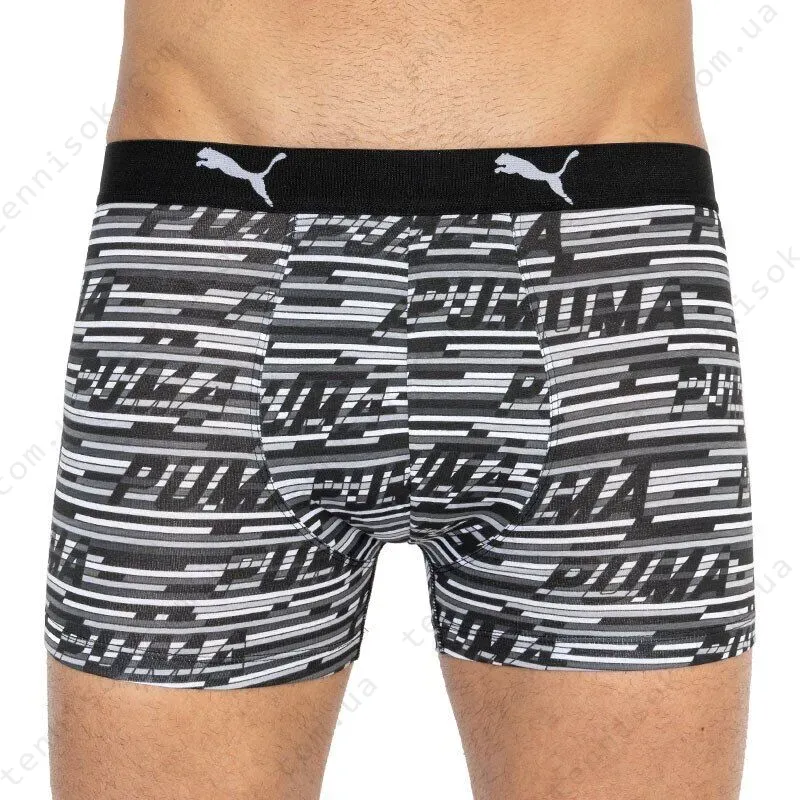 Трусы Puma Logo AOP Boxer 2-pack Gray/White/Black