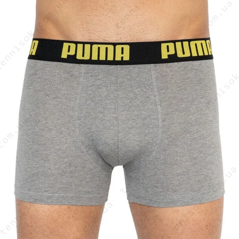Трусы Puma Statement Boxer 2-pack Gray/Yellow