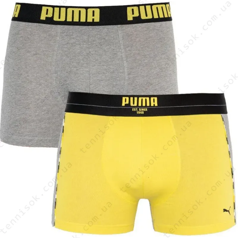 Трусы Puma Statement Boxer 2-pack Gray/Yellow