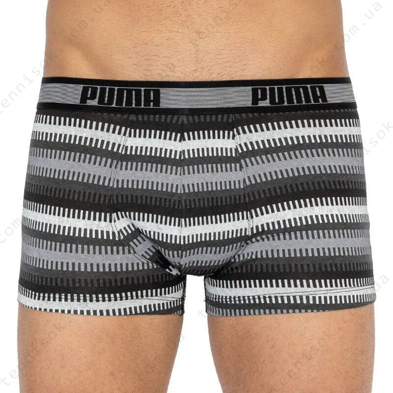 Трусы Puma Worldhood Stripe Trunk 2-pack Black/Gray/White