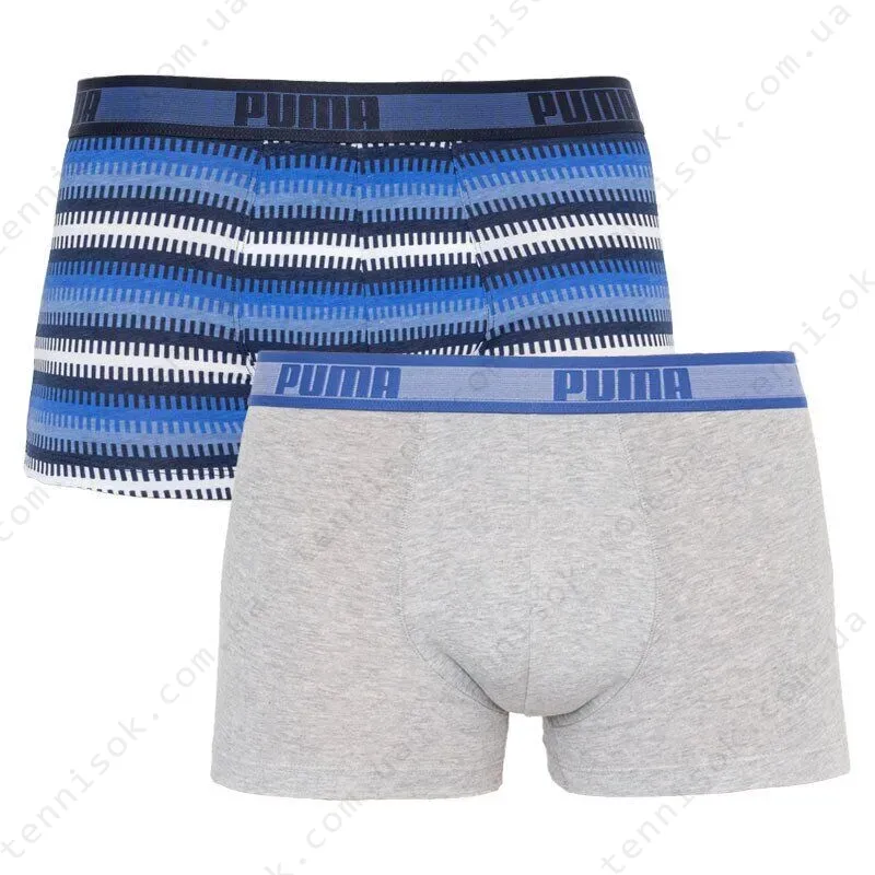 Трусы Puma Worldhood Stripe Trunk 2-pack Gray/Blue