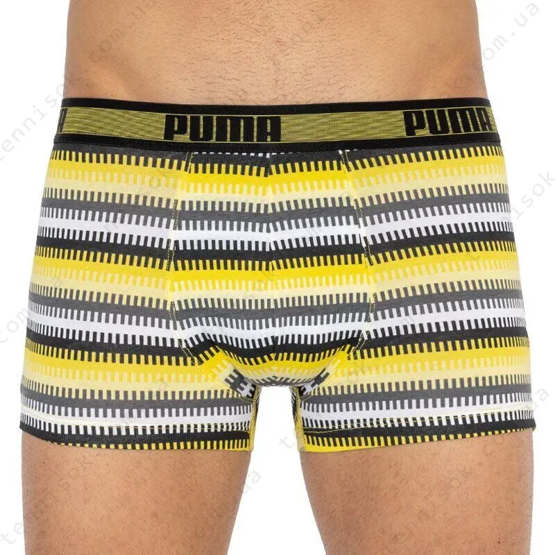 Трусы Puma Worldhood Stripe Trunk 2-pack Gray/Yellow