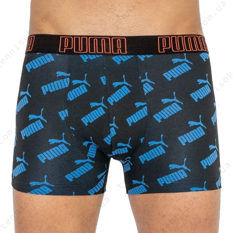 Трусы Puma Big Logo AOP Boxer 2-pack Black/Blue