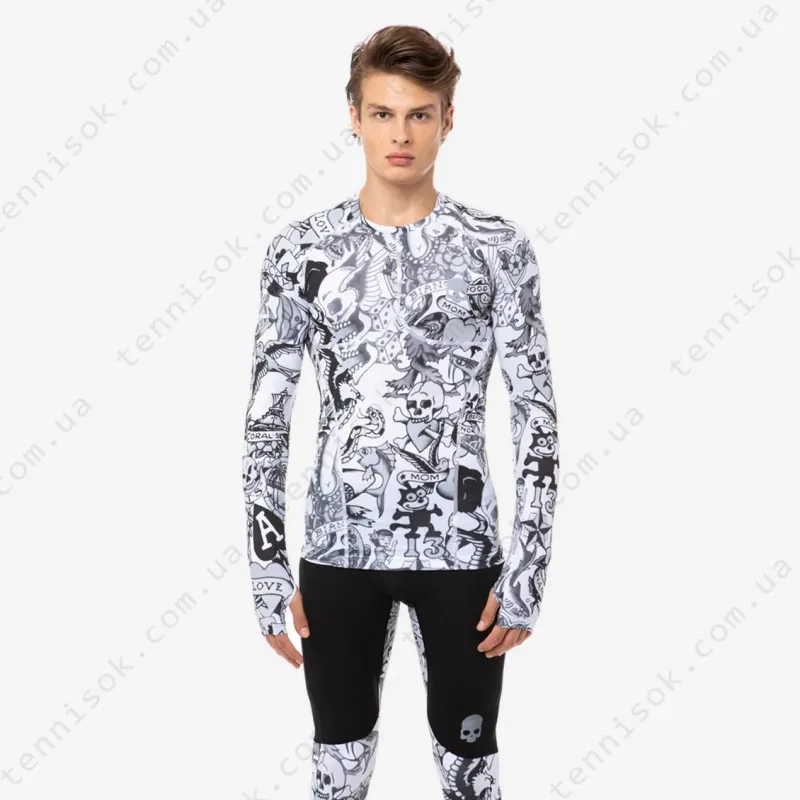 Теннисная футболка с длинным рукавом Hydrogen Printed Second Skin Tee LS R00622-009