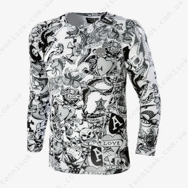 Теннисная футболка с длинным рукавом Hydrogen Printed Second Skin Tee LS R00622-009