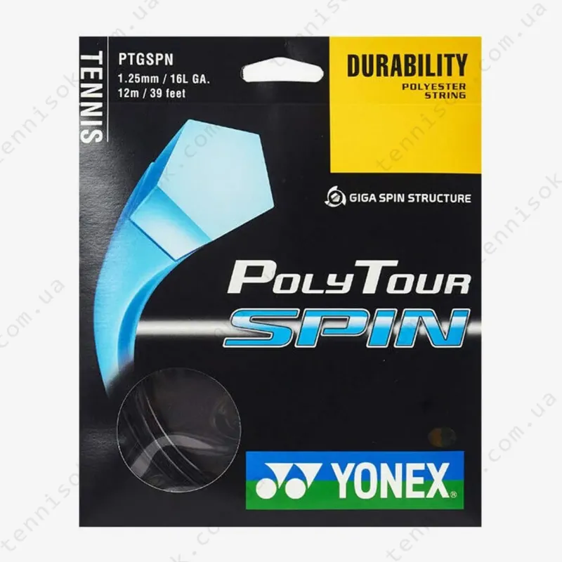Теннисные струны Yonex Poly Tour Spin Black 12,2m (размотка)