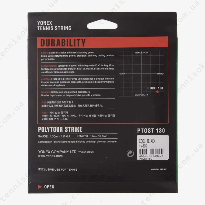 Тенісні струни Yonex Polytour Strike Black 12,2m (розмотування)