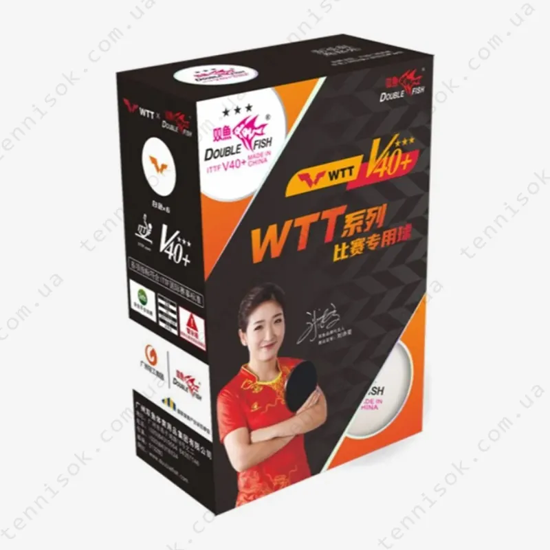 Мячики Double Fish V40+ WTT 3*** 1pcs (поштучно)