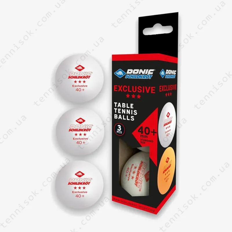 Мячики Donic Exclusive 3* 40+ White 3pcs