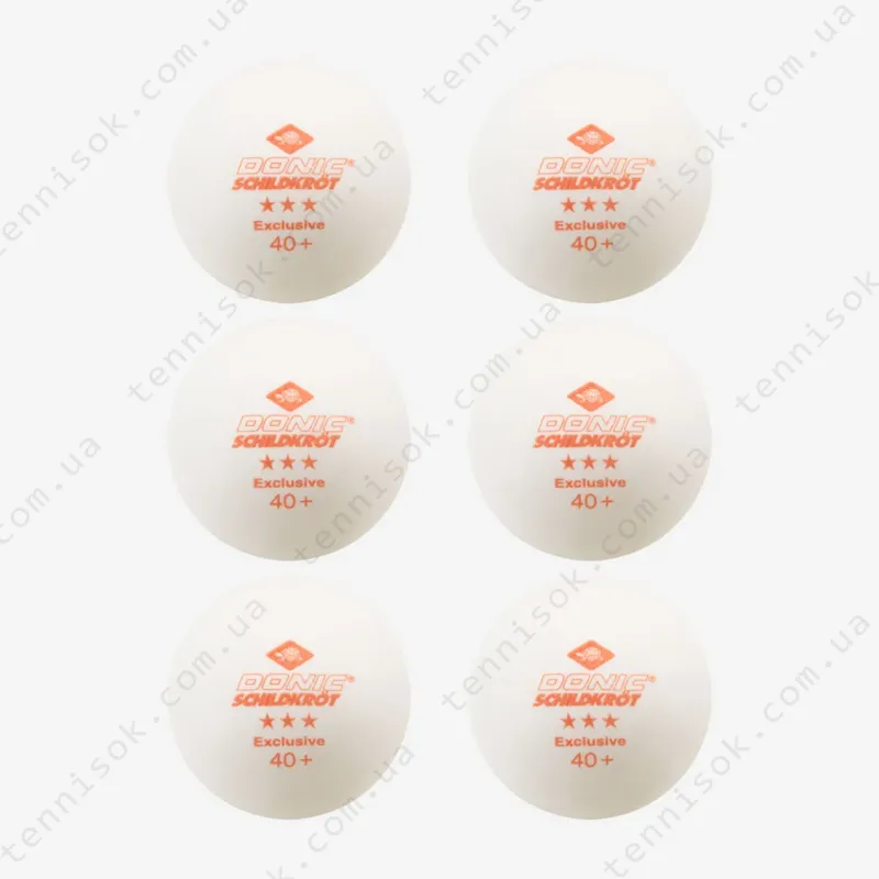Мячики Donic Exclusive 3* 40+ White 6pcs