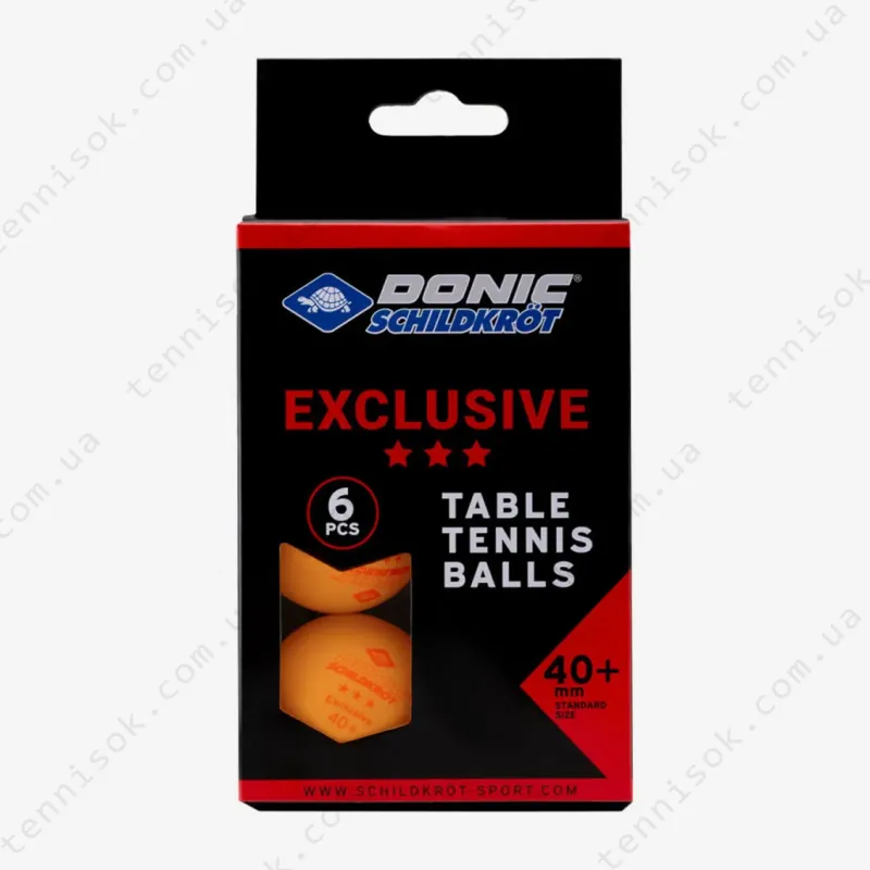 М'ячики Donic Exclusive 3* 40+ Orange 6pcs