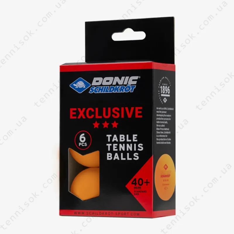 М'ячики Donic Exclusive 3* 40+ Orange 6pcs