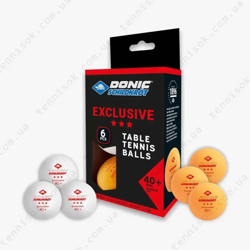 М'ячики Donic Exclusive 3* 40+ Orange 6pcs