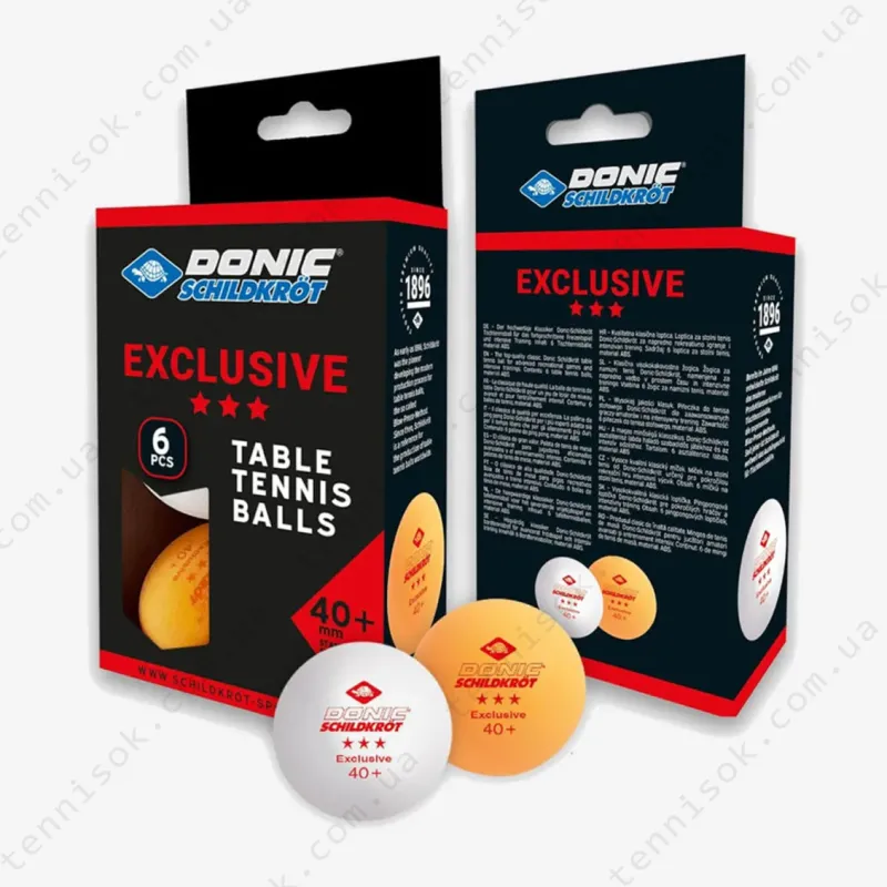 М'ячики Donic Exclusive 3* 40+ Orange 6pcs