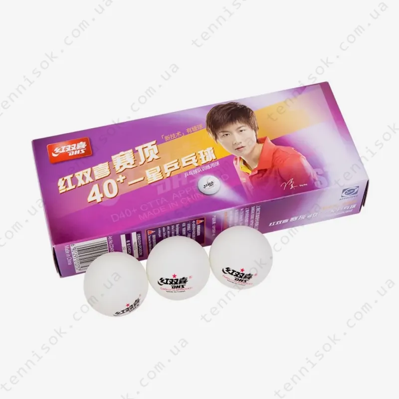 Мячики DHS Cell-Free Dual 40+ мм 1* White