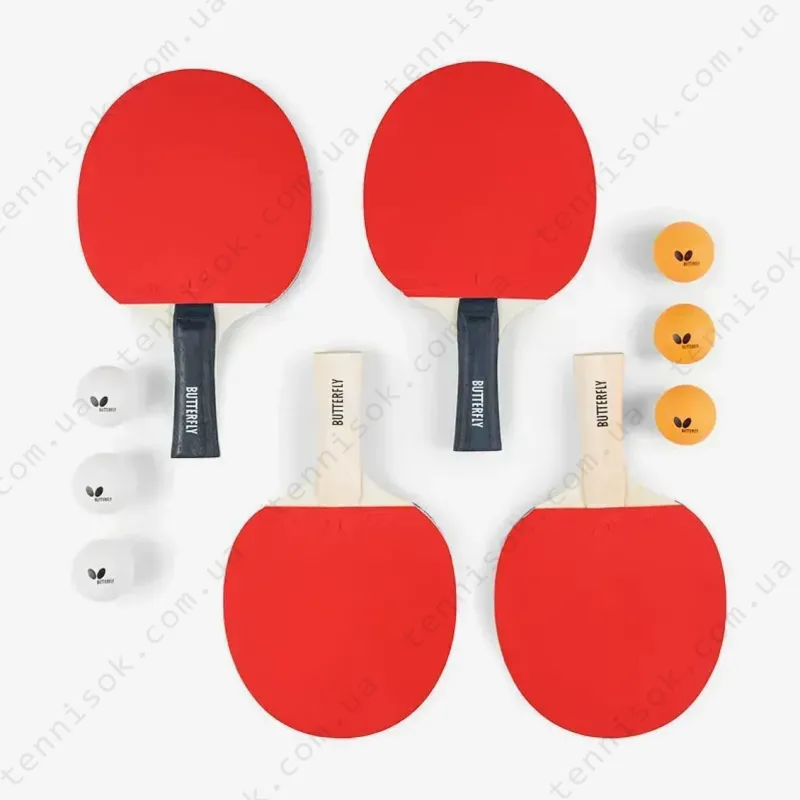 Ракетки для настольного тенниса Butterfly Racket Set Easy 4 Bats 6 Balls