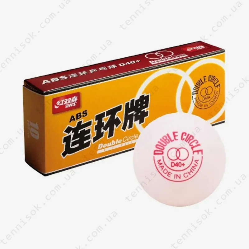 Мячики DHS Double Circle Dual 40+ White 10pcs