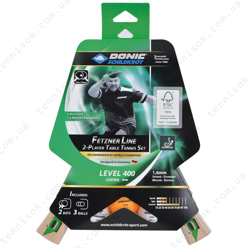 Ракетка для настольного тенниса Donic Fetzner 400 2-Player Set (2 ракетки + 3 мяча)
