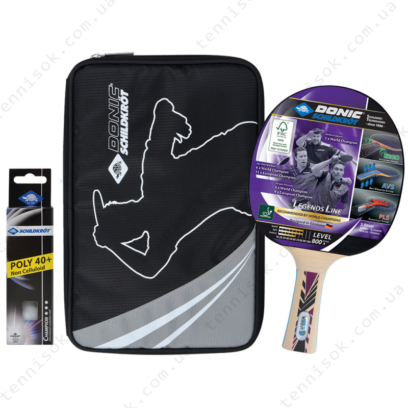 Ракетка для настільного тенісу Donic Legends 800 Gift Set (ракетка + 3 м'ячі + чохол)