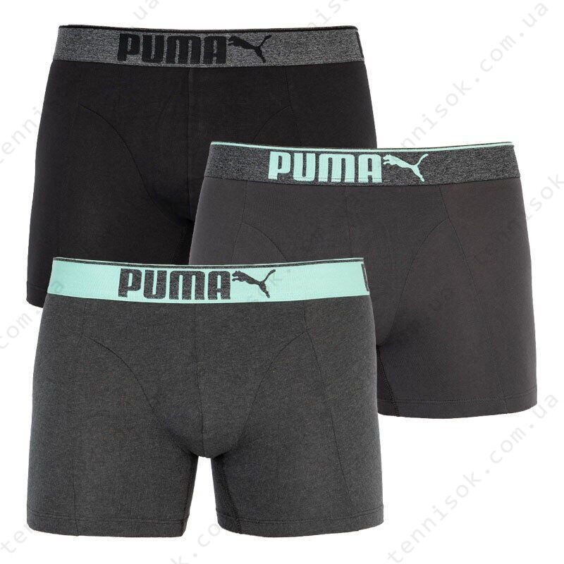  Трусы Puma Lifestyle Sueded Cotton Boxer 3-pack Blue/Gray
