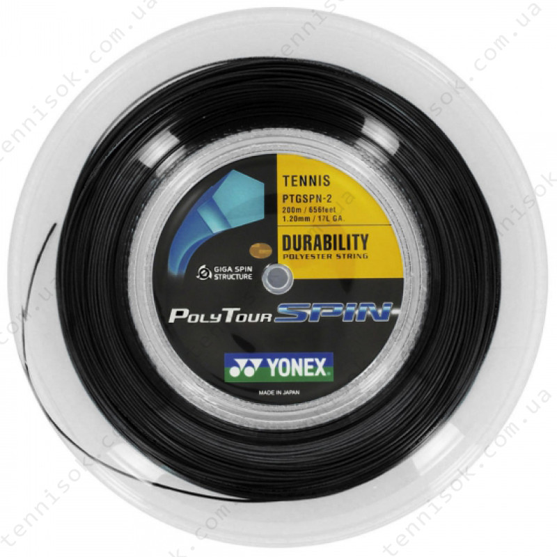 Теннисная струна Yonex Poly Tour Spin Black (200m)